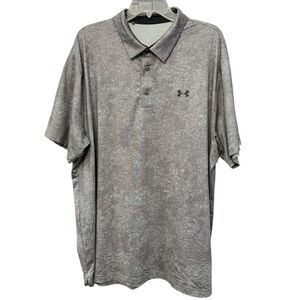Under Armour Men’s 2XL Gray HeatGear Polo Shirt Loose Fit Short Sleeve